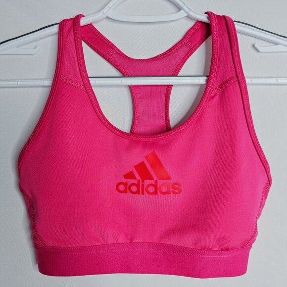 NEW ADIDAS Sports Bra Don't Rest Alphaskin MAGENTA PINK w RED Logo size S 8/10 - Picture 2 of 4